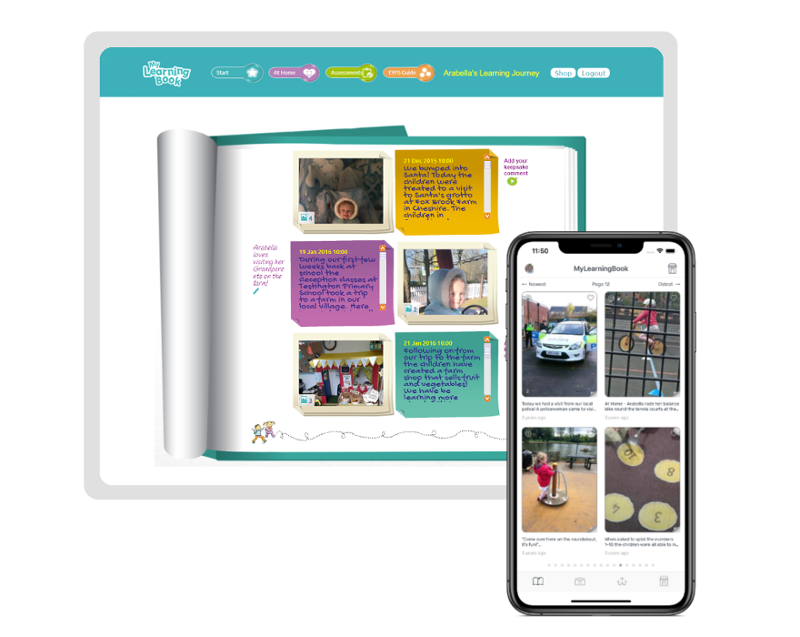 LearningBook Parent Portal and App screenshots